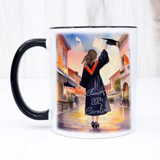 Personalised graduation mug for her - with background